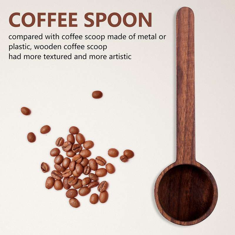 2 Pieces Long Handle Coffee Black Walnut Tablespoon for Beans Or Tea
