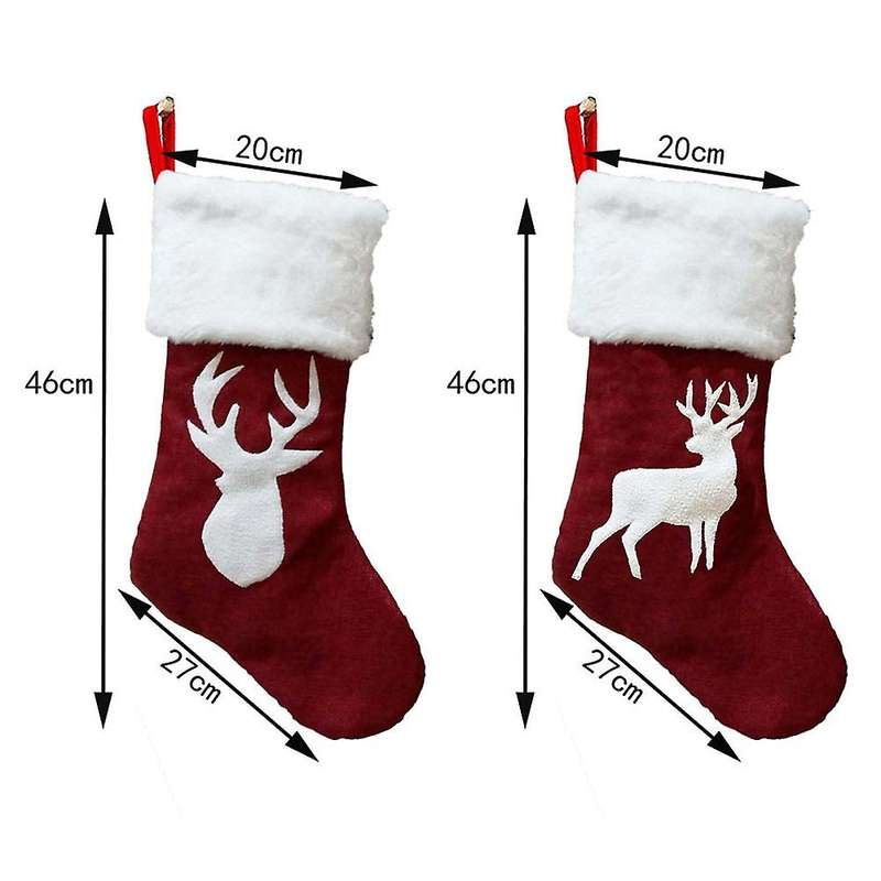 2 Piece 46cm Christmas Stocking Hanging Socks Xmas Rustic