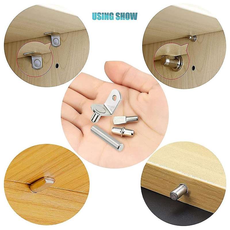 104pcs Shelf Pins Kit,4 Styles Nickel Plated Shelf Support Pegs