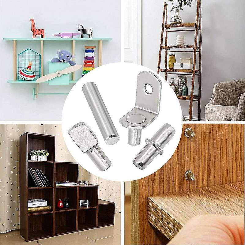 104pcs Shelf Pins Kit,4 Styles Nickel Plated Shelf Support Pegs