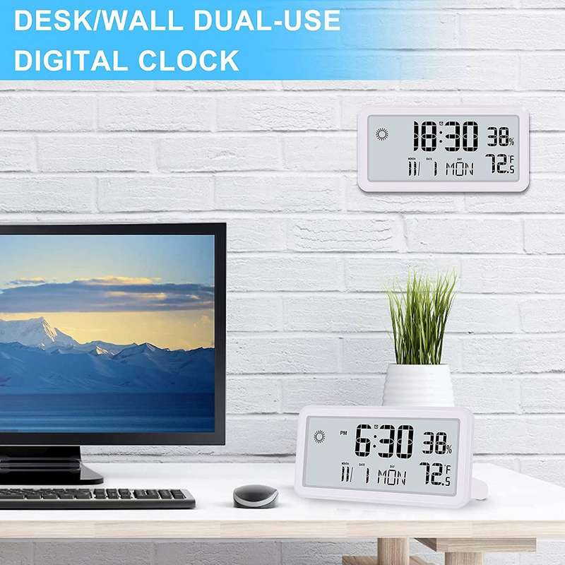Alarm Clock for Bedroom,digital Wall Clocks,with Date,week,white