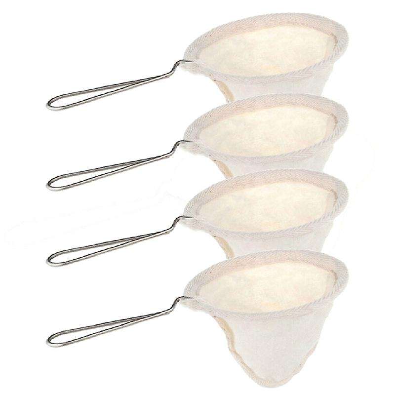 4pcs Flannel Cloth Coffee Filter Strainers with Handle for Home Use