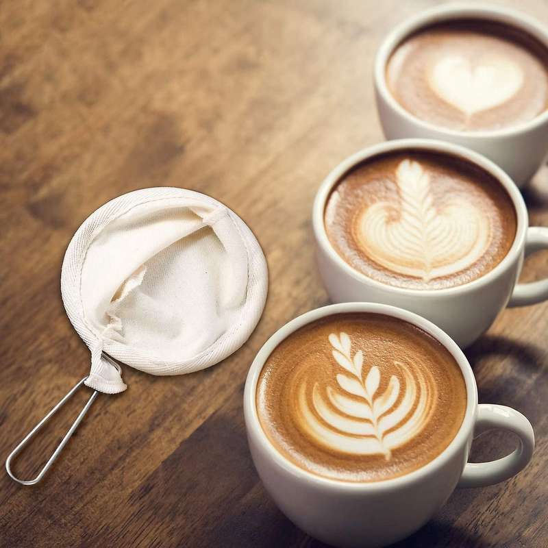 4pcs Flannel Cloth Coffee Filter Strainers with Handle for Home Use
