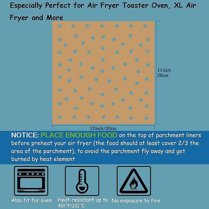 100pcs 11x12 Inch Air Fryer Parchment Paper for Air Fryer,dehydrator