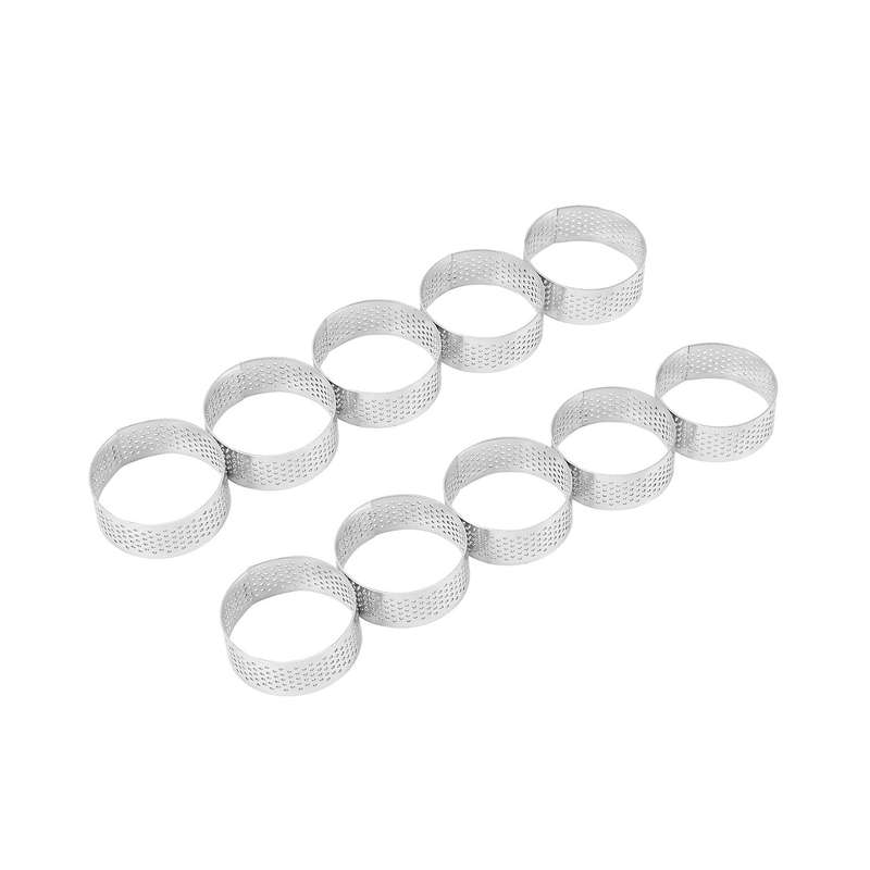 10 Pack 5cm Stainless Steel Tart Ring, Heat-resistant Perforated Cake