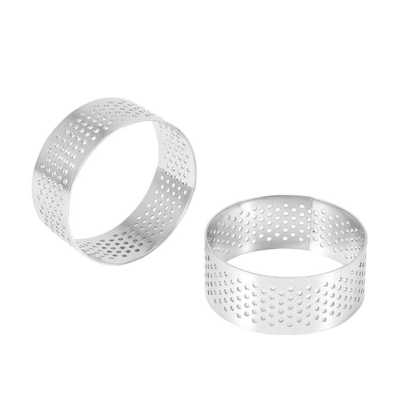 10 Pack 5cm Stainless Steel Tart Ring, Heat-resistant Perforated Cake
