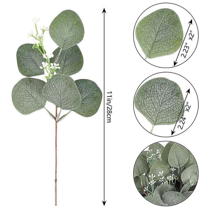 Artificial Eucalyptus Leaves Stems Faux Eucalyptus Greenery Plant(b)