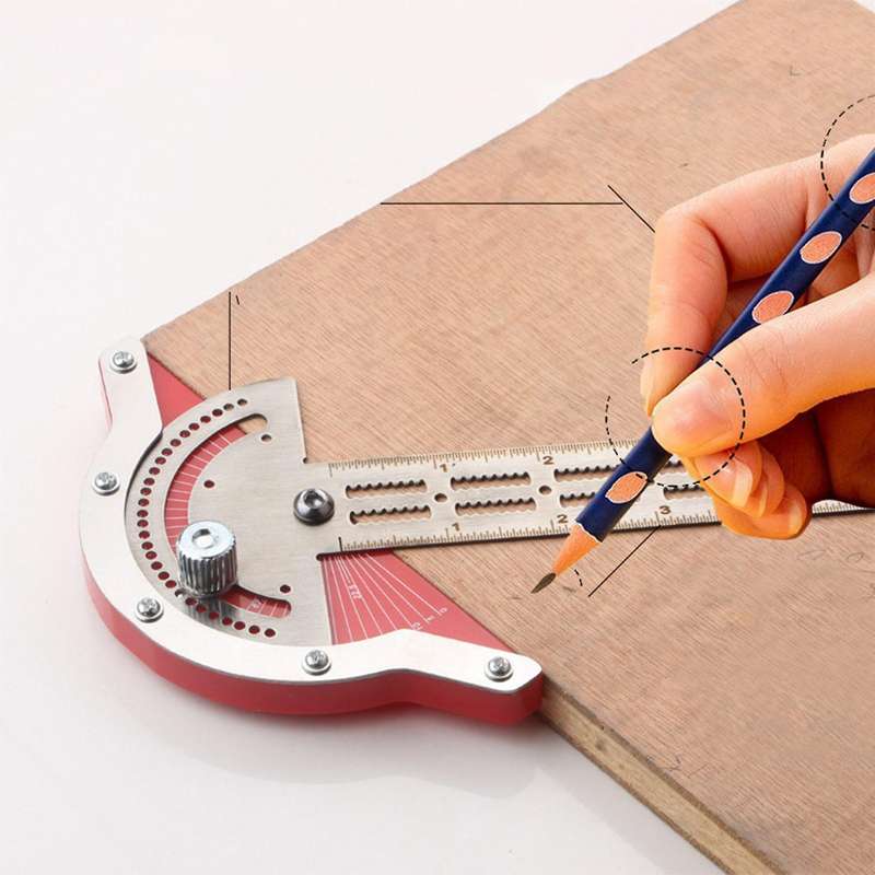 Woodworkers Edge Rule, Protractor, Two-arm Woodworking Ruler Angle
