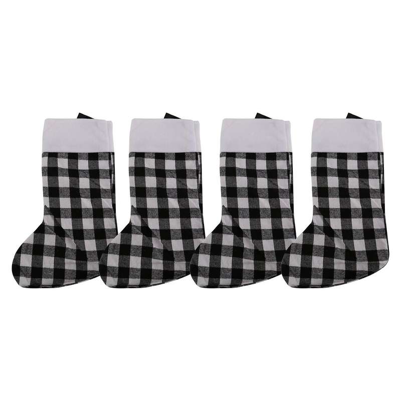 4 Pack Christmas Stocking for Party Decoration, L(black and White)