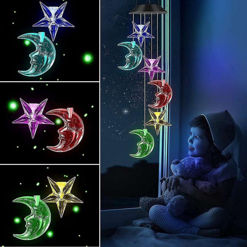 Moonstar Wind Chimes Color Changing Solar Mobile Wind Chime