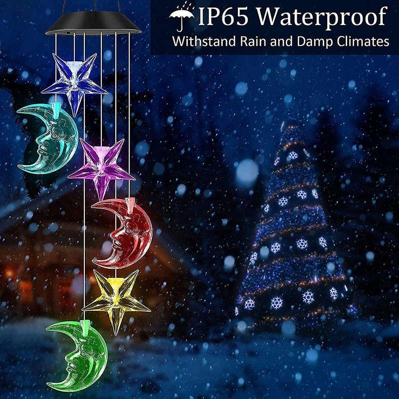 Moonstar Wind Chimes Color Changing Solar Mobile Wind Chime