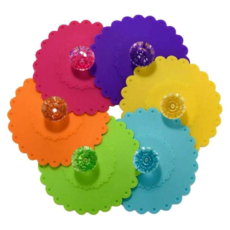 6pcs New Cute Anti-dust Silicone Glass Cup Cover Coffee Mug Cover