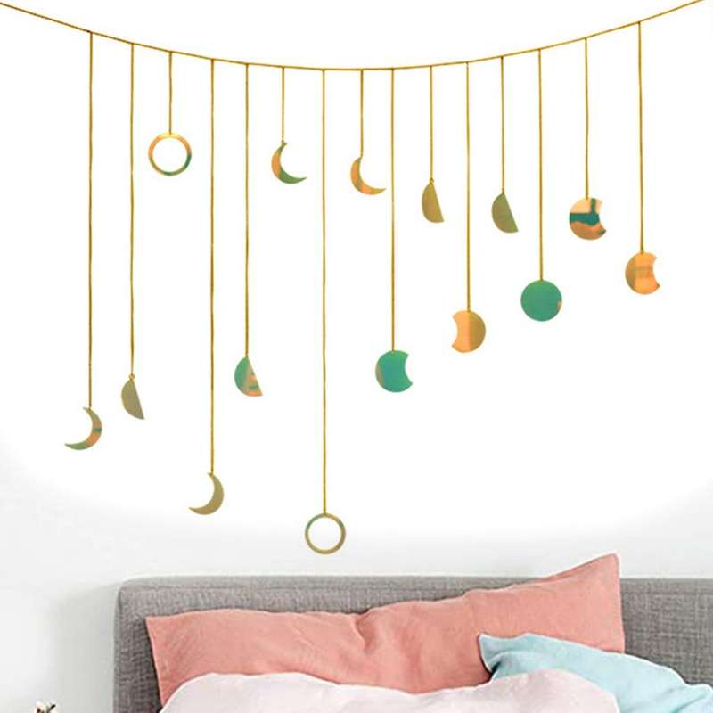 Moon Shining Phase Garland Decoration Chains Gold Wall Hanging C