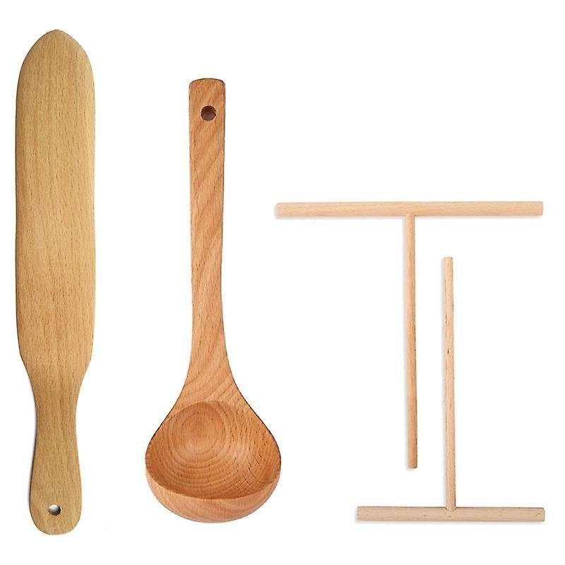 Crepe Spreader Spatula and Ladle Kit,for Nonstick Disc Pan Crepe