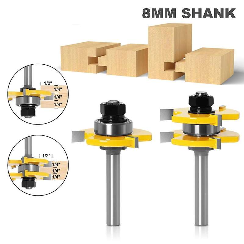 2 Pc 8mm Shank Tongue & Groove Joint Assembly Router Bit Set