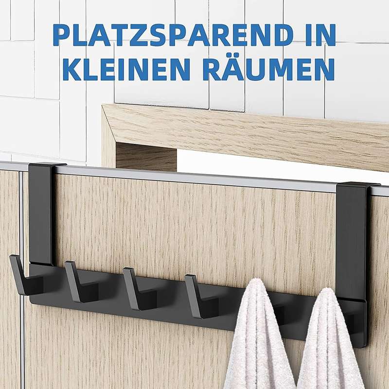 Door Coat Rack with 6 Hooks - Door Hooks for Hanging - Clothes Hooks