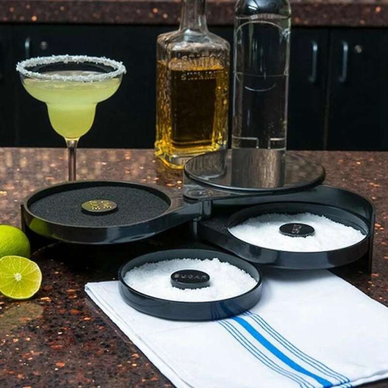 3 Tier Bartender Abs Tool Cocktail Accessory Glass Rotating Salt Home