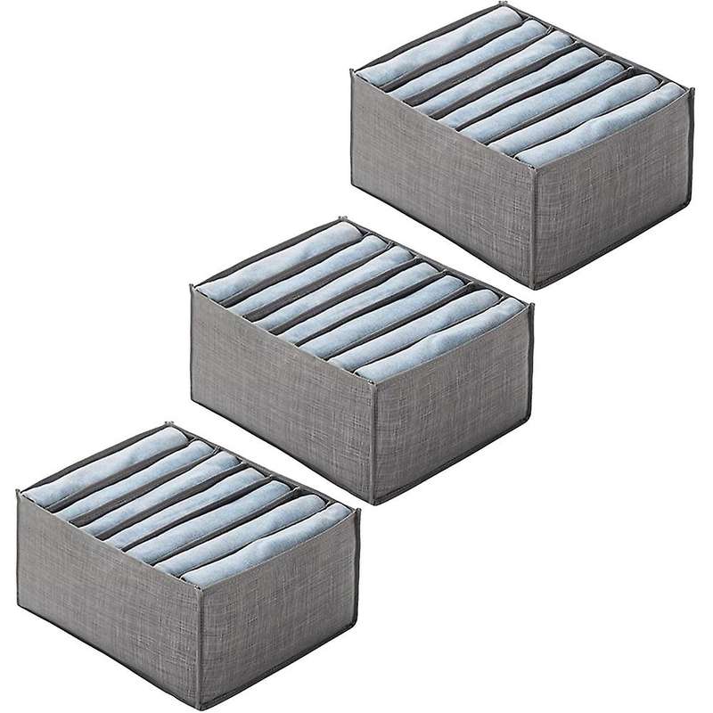 3 Piece Wardrobe Organizer, Gray Storage Box for Drawers Closet,c