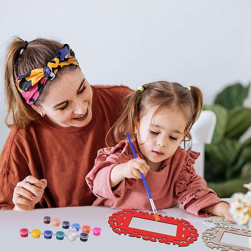 18 Pcs Unfinished Blank Wooden Mini Picture Frames with Lanyard