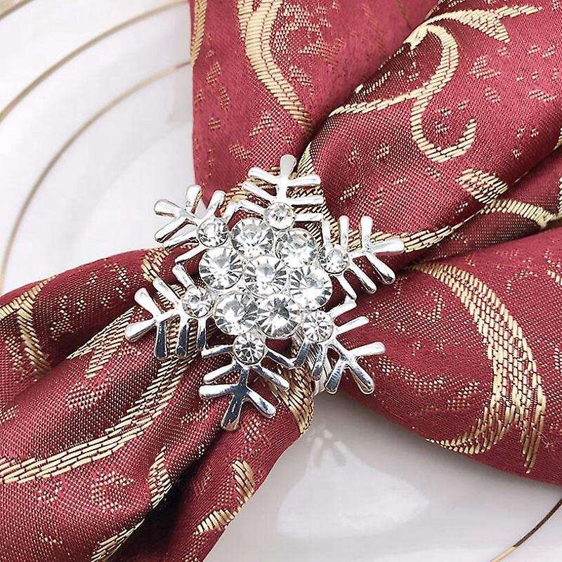 12 Pack Napkin Rings Silver Snowflake Napkin Holder