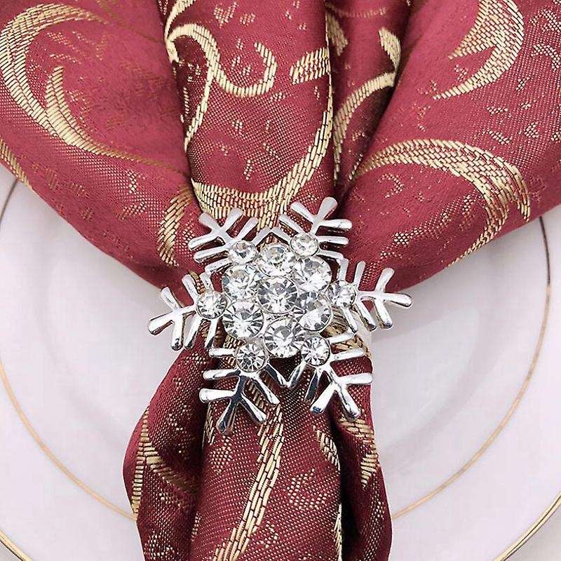 12 Pack Napkin Rings Silver Snowflake Napkin Holder