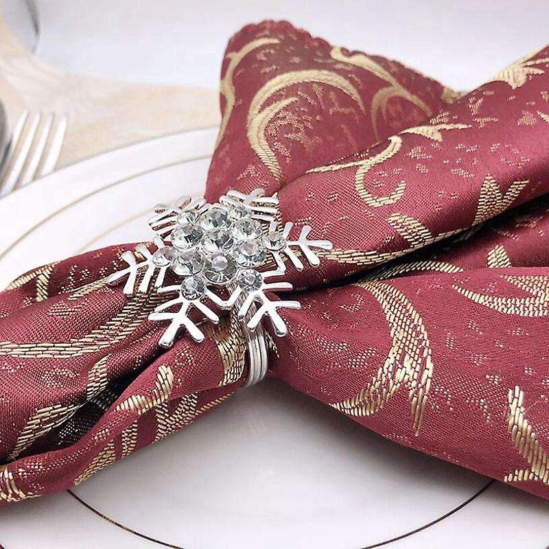 12 Pack Napkin Rings Silver Snowflake Napkin Holder