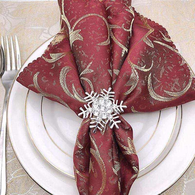 12 Pack Napkin Rings Silver Snowflake Napkin Holder