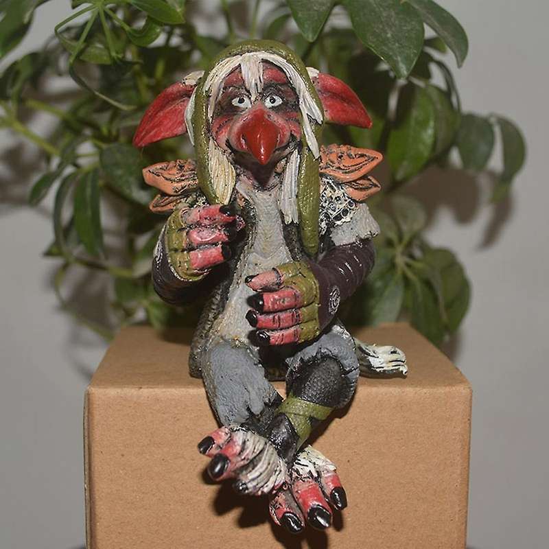 Resin Black Magic Goblin Funny Dwarfs Statue Horrifying Elf Statue -a