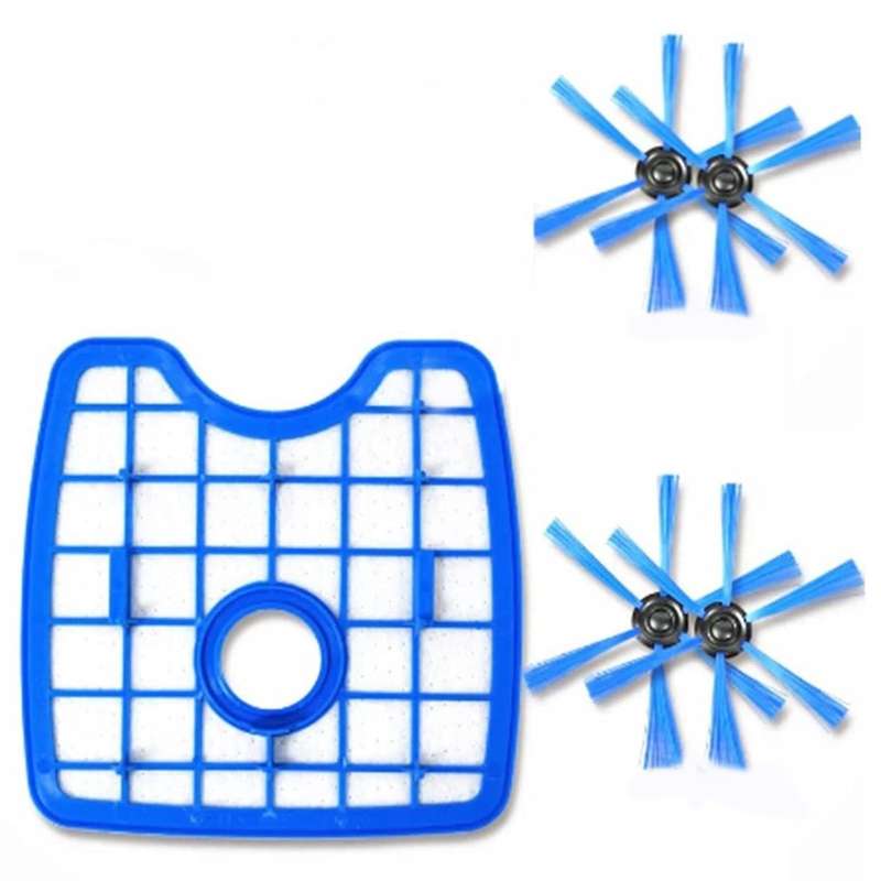 Hepa Filter & Side Brush Fit for Philips Robot Fc8820 Fc8810 5 Pack