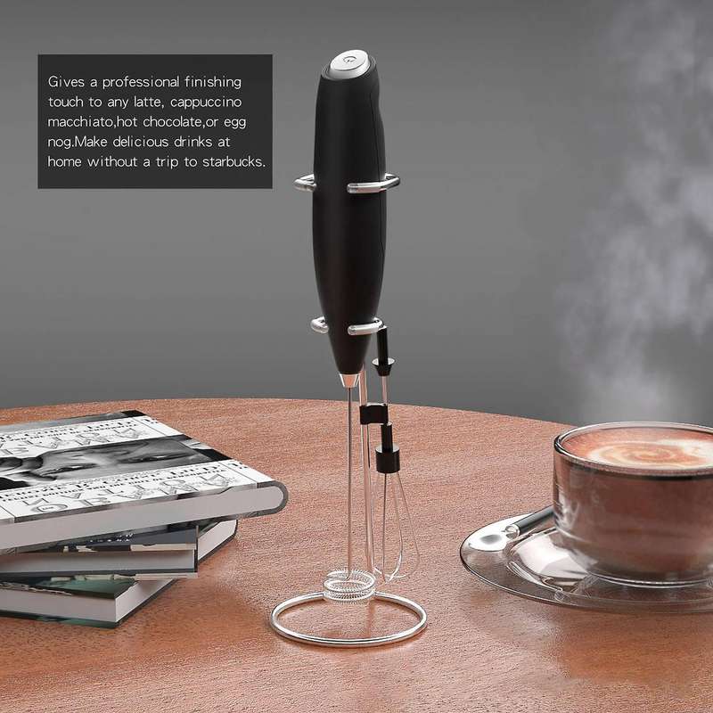 Electric Milk Frother Foam Maker Handheld Foamer with Bracket
