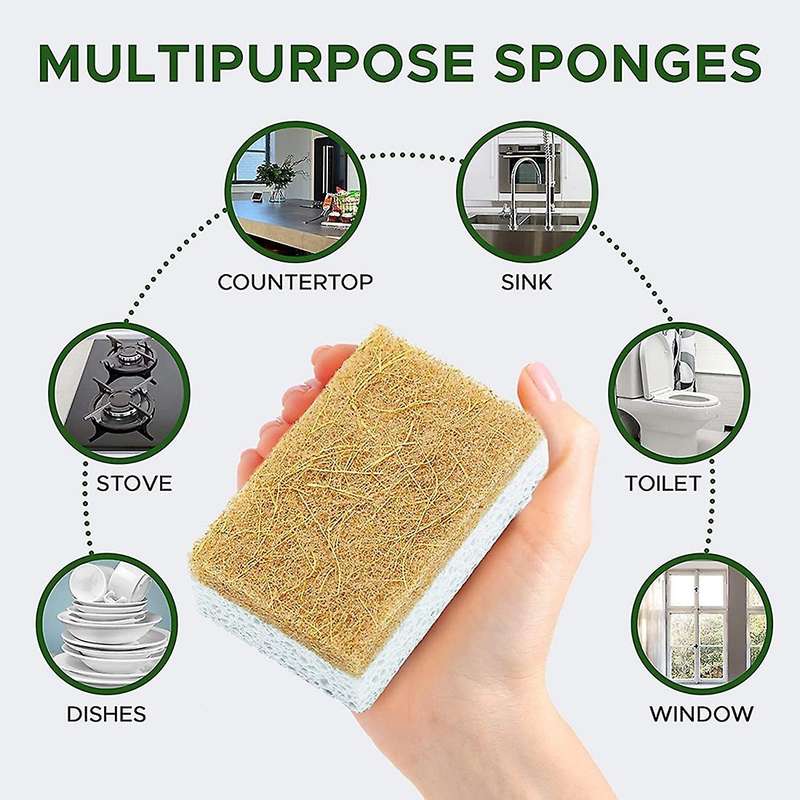 12pcs Eco Friendly Scrub Sponges for Kitchen - Non Scratch Odor Free