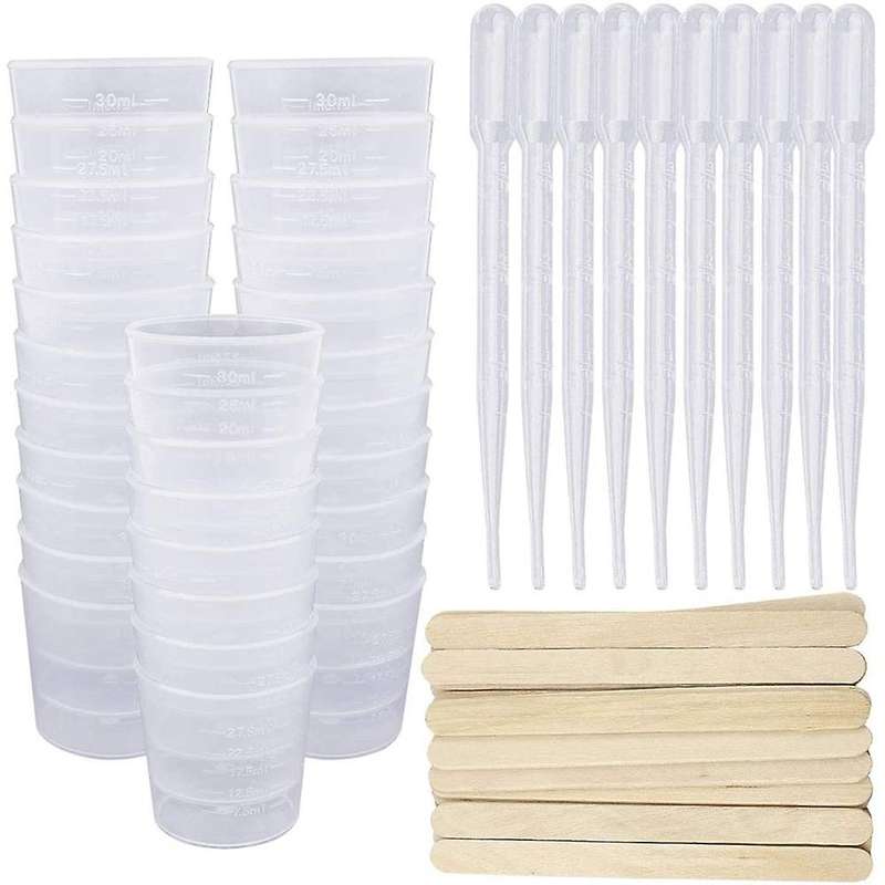 Plastic Measuring Cups with Tools - 50 Pieces 30ml Measuring Cups
