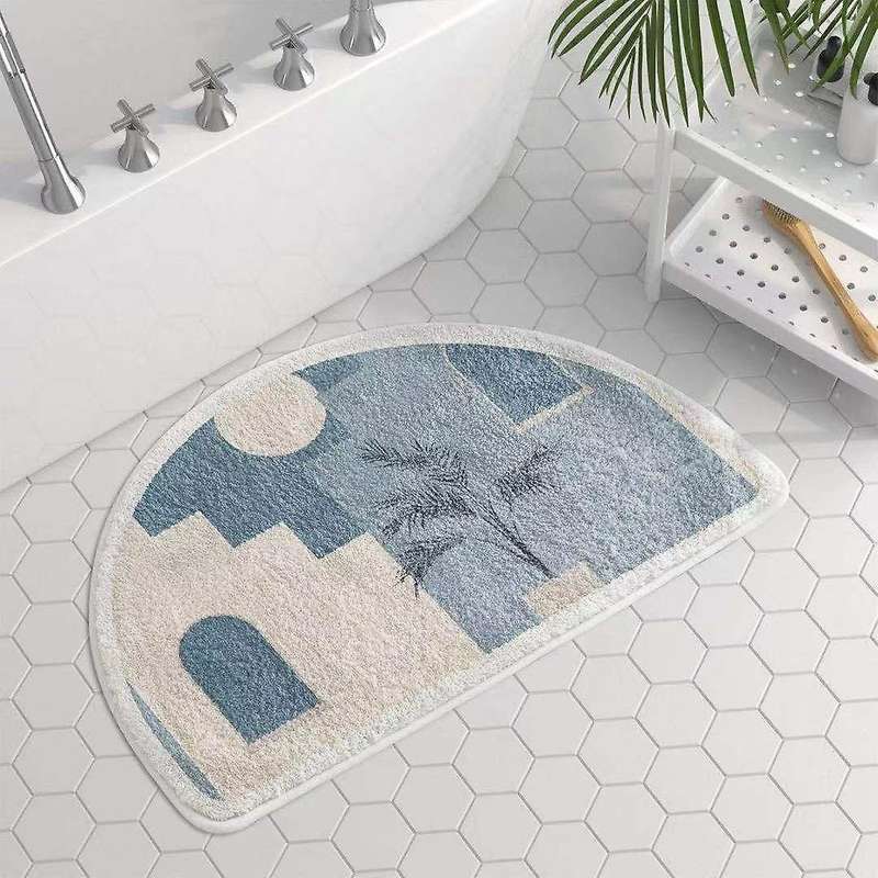 Morandi Shower Mat Microfiber Bath Mat Floor Semicircle Mats C