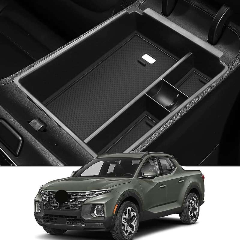 Central Console Armrest Storage Box for Hyundai Santa Cruz 2022 Black