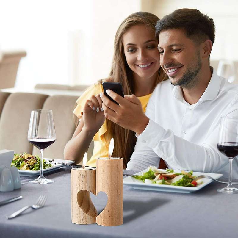 Wooden Heart Candle Holder Romantic Decorative Wood Candle Holder