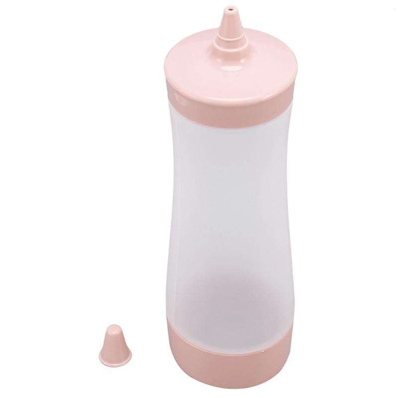 3x Squeeze Bottle Kitchen Accessories Plastic Pink + Transparent