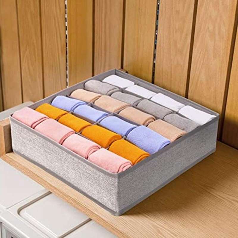 2pcs Sock Drawer Divider Organizer 24-cell Storage Boxes for Socks