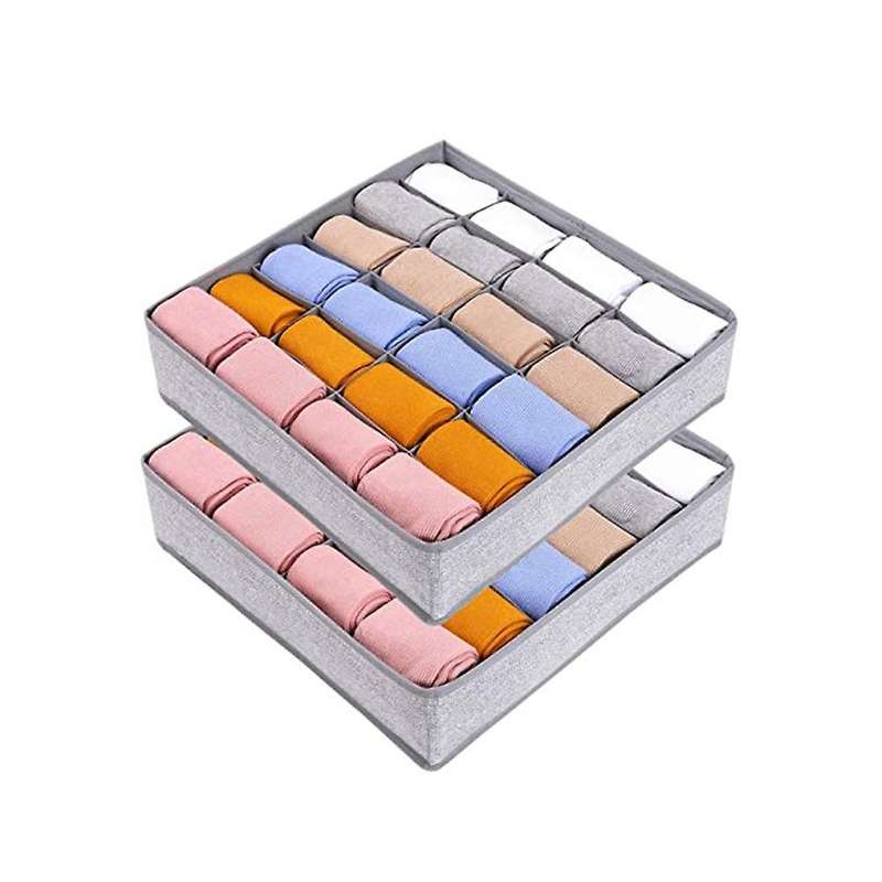 2pcs Sock Drawer Divider Organizer 24-cell Storage Boxes for Socks