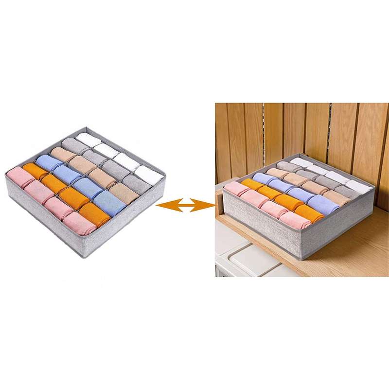2pcs Sock Drawer Divider Organizer 24-cell Storage Boxes for Socks
