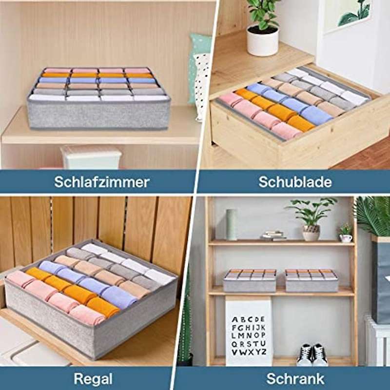 2pcs Sock Drawer Divider Organizer 24-cell Storage Boxes for Socks