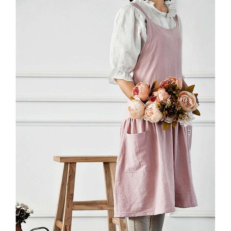 1 Piece Kitchen Apron Cooking Waist Women's Work Cover Pink