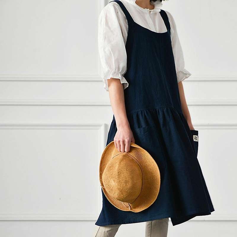 1 Piece Kitchen Apron Cooking Waist Women's Work Cover Blue