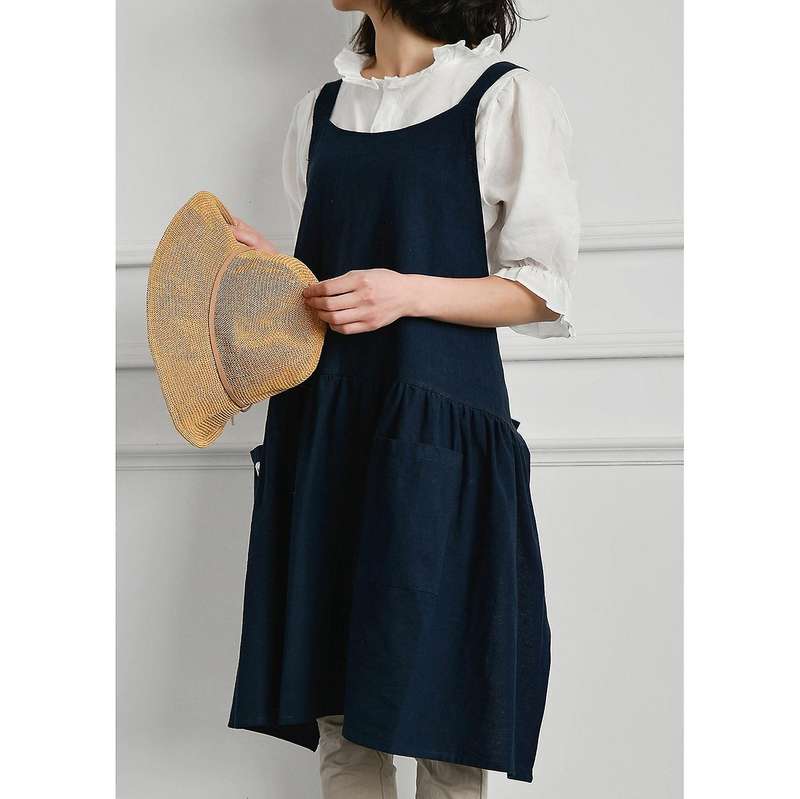 1 Piece Kitchen Apron Cooking Waist Women's Work Cover Blue