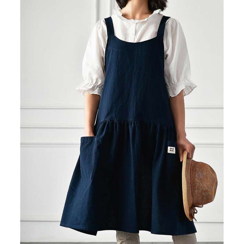 1 Piece Kitchen Apron Cooking Waist Women's Work Cover Blue