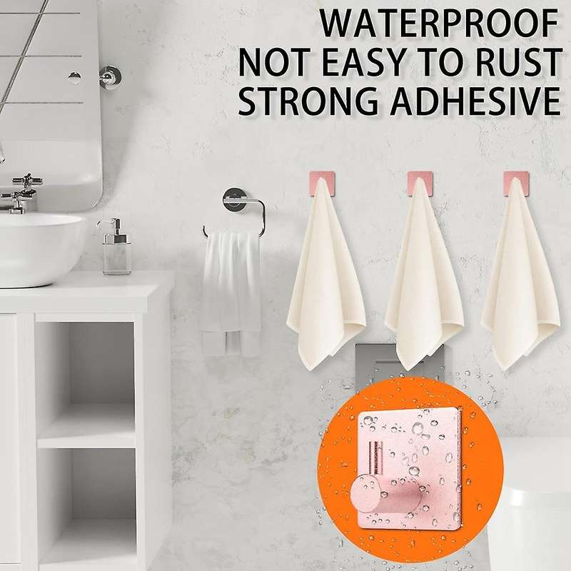 6pcs Adhesive Hooks for Bathroom Kitchen Living Room Rose Gold