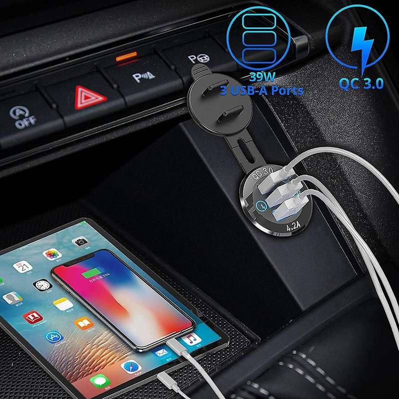 Usb Car Charger Socket,qc 3.0 Quick Charger for Motorcycle Rv Atv