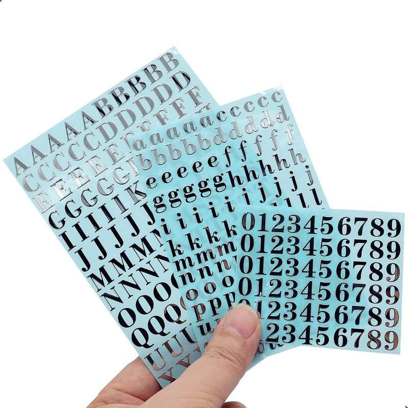 6 Sheets Small 0.35 Inch Alphabet Number Stickers Glitter(9mm)