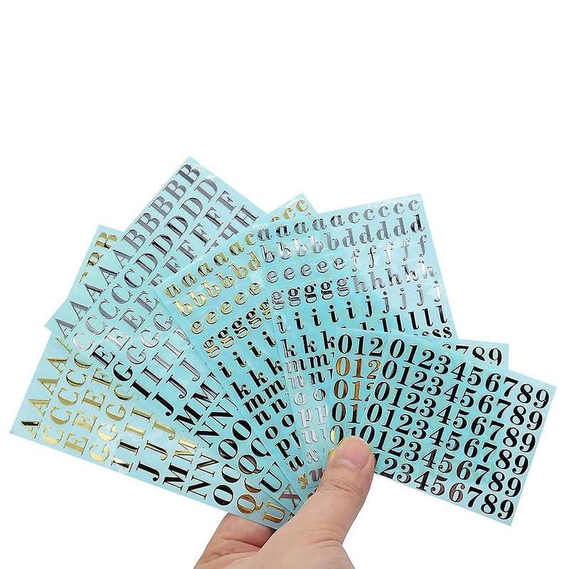 6 Sheets Small 0.35 Inch Alphabet Number Stickers Glitter(9mm)