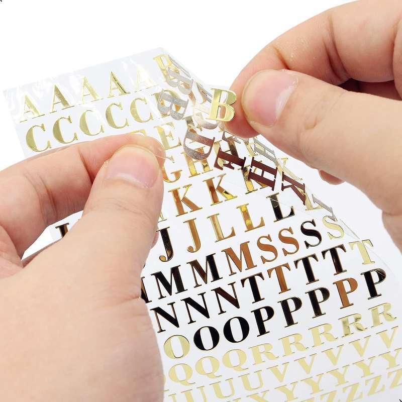 6 Sheets Small 0.35 Inch Alphabet Number Stickers Glitter(9mm)