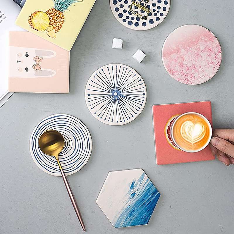 Sublimation Blanks Coasters for Drinks, Absorbent Ceramic Coaster Set